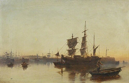 Tyne Dock; Twilight, 1872, Robert Jobling