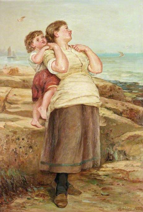 Fishergirl and Child, 1883, Robert Jobling