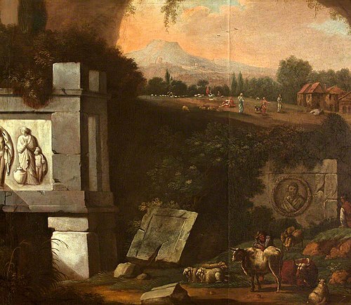Herdsmen with their Flock and Ruined Monuments, 1662, Robert Streater