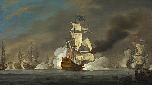 A Battle Between English and Dutch Ships, 1725, Robert Woodcock