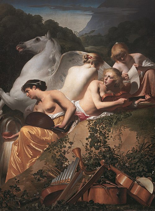 Four Muses and Pegasus on Parnassus, 1649, Caesar van Everdingen