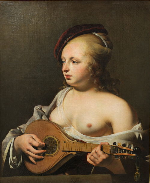 Joueuse de Cistre, 1678, Caesar van Everdingen