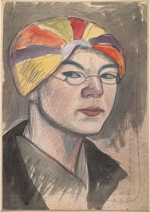 紙風船をかぶれる自画像, 1914, Kaita Murayama