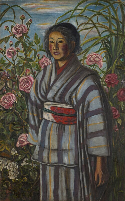 Roses and a Girl, 1917, Murayama Kaita