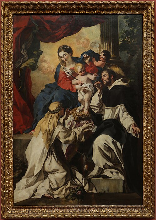 Die thronende Maria mit dem Kind, dem Heiligen Dominikus und der Heiligen Katharina von Siena (Rosen, 1680, Francesco Solimena