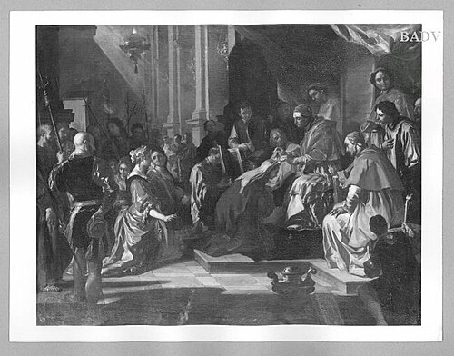 Audience: the pope blessing a woman, 1682, Francesco Solimena