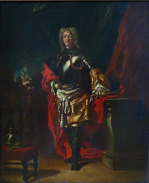 Portrait of Diego d'Aragona Pignatelli in the uniform of a cuirassier general, 1668, Francesco Solimena