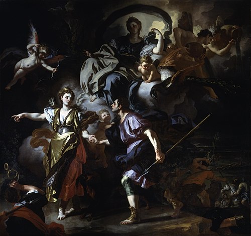 Énée et Didon se dirigent vers la grotte., 1712, Francesco Solimena