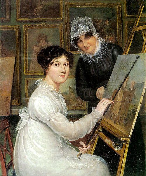 Self-portrait of Rolinda Sharples with her mother Ellen Sharples, 1816, Rolinda Sharples