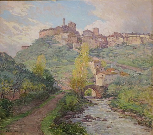 Hillside Dwellings, Pelago, Italy, 1914, Willard Leroy Metcalf