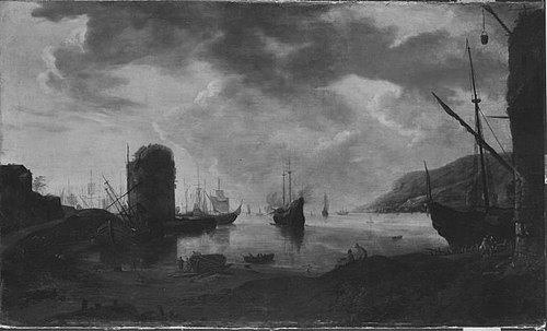 Seehafen mit Schiffen, 1706, Franz Joachim Beich