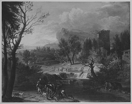 Gebirgslandschaft mit Turm, 1706, Franz Joachim Beich
