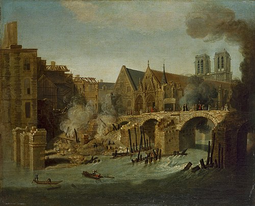 Le Petit-Pont, après l'incendie de 1718, 1718, Jean-Baptiste Oudry