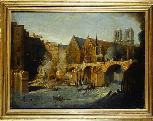 Le Petit-Pont, après l'incendie de 1718 (P1870), 1701, Jean-Baptiste Oudry