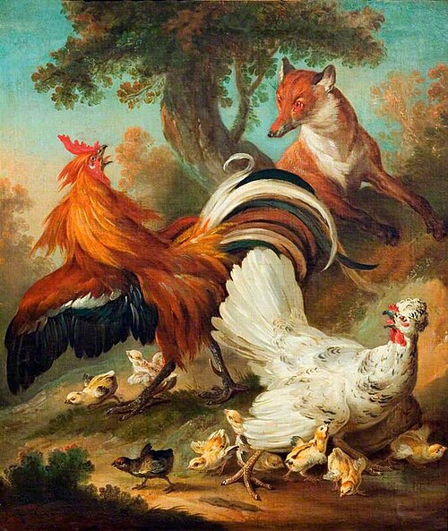 Cock, Hen and Chickens Surprised by a Fox, , Jean-Baptiste Oudry