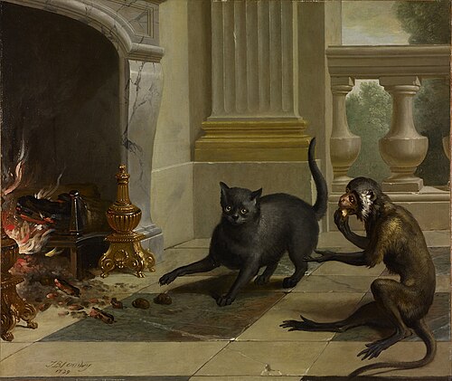 The cat and the monkey (from La Fontaine), 1739, Jean-Baptiste Oudry