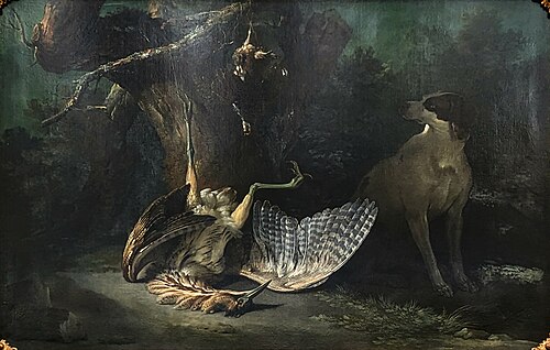 Butor et perdrix gardés par un chien blanc, 1747, Jean-Baptiste Oudry