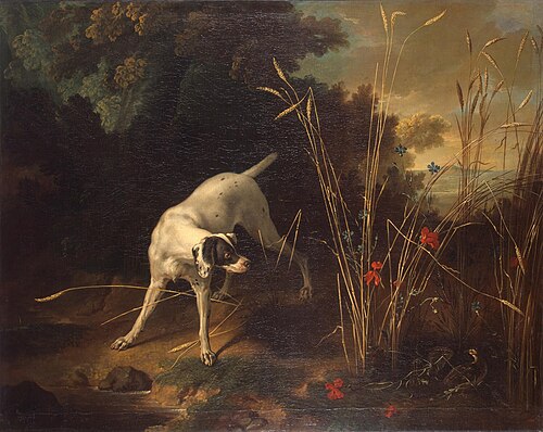 Chien pointant une perdrix, 1725, Jean-Baptiste Oudry