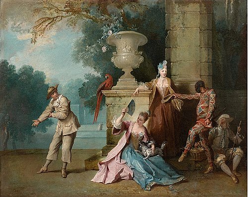 Comédiens italiens dans un jardin, 1725, Jean-Baptiste Oudry