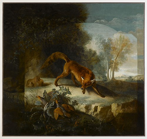 Renard avec deux oiseaux, 1725, Jean-Baptiste Oudry