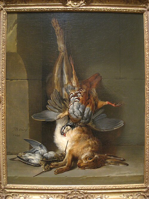 Still Life: A Dead Hare, A Dead Red-Legged Partridge and Two Dead Snipe, 1750, Jean-Baptiste Oudry