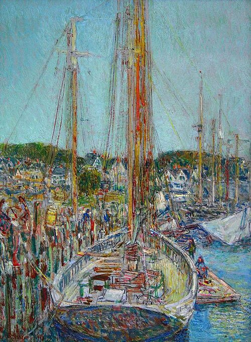 Boat Landing, Gloucester, 1918, Childe Hassam