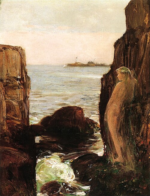 Nymph on a Rocky Ledge, 1886, Childe Hassam