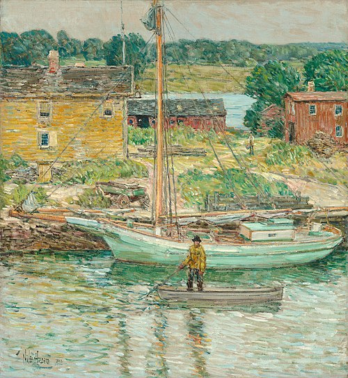 Oyster Sloop, Cos Cob, 1902, Childe Hassam