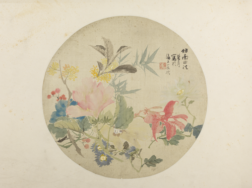 朱偁花卉纨扇页, , Zhu Cheng