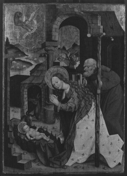 Geburt Christi (Rückseite: Begegnung an der Goldenen Pforte) (Umkreis), 1500, Jan Polack