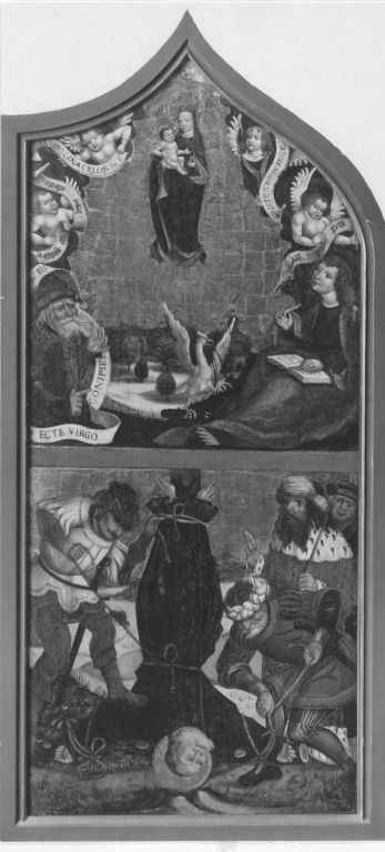 Maria als Himmelskönigin und Kreuzigung Petri (Abgetrennte Rückseite siehe 9902), 1500, Jan Polack