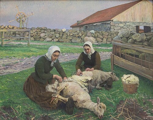 Shearing Sheep, 1892, Eilif Peterssen