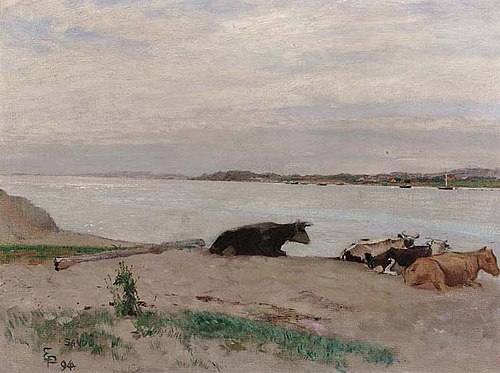 Fra Sandø. Hvilende kyr. Skisse, 1894, Eilif Peterssen