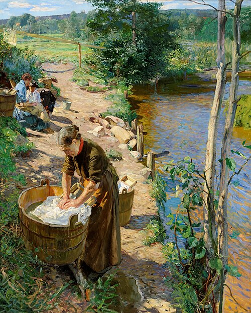Vaskekoner ved elven, 1888, Eilif Peterssen