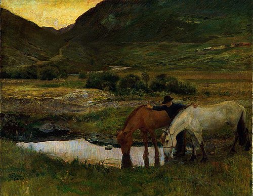 Evening in Skogstad in Valdres, 1902, Eilif Peterssen
