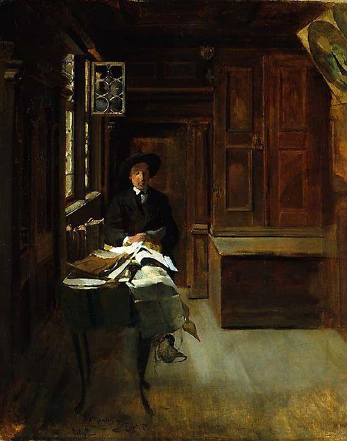 Interior from Rothenburg with Christian Krohg, 1874, Eilif Peterssen