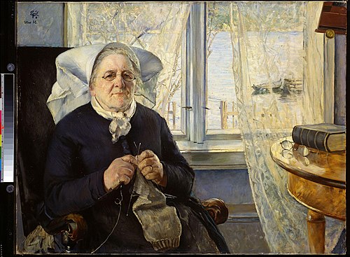 Portrait of "Mor Utne", 1888, Eilif Peterssen