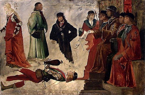 Figure Studies after ®The Amassadors of England¯, 1875, Eilif Peterssen