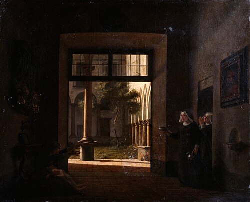 Convent – Milan, Interior of the Ospedale Maggiore – Interior of a Convent, 1820, Giovanni Migliara