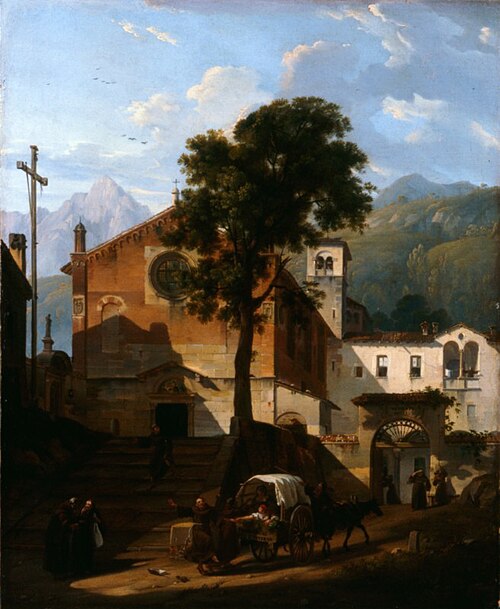Il ritorno dei Padri Cappuccini nel convento dopo la cerca con la provisione invernale, 1827, Giovanni Migliara