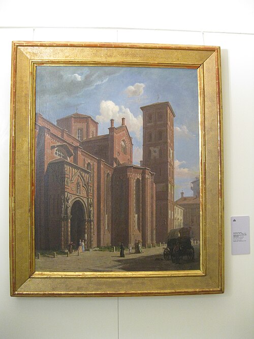 Veduta del lato sud della cattedrale di Asti, 1830, Giovanni Migliara