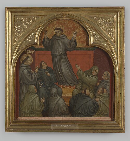 Paneelschildering "Wonder van de H. Franciscus" op hout door Taddeo di Bartolo, 1403. Siena, 1403, Taddeo di Bartolo