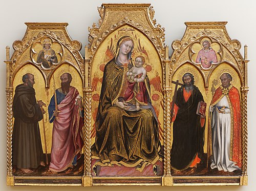 Vierge à l'enfant entre les saints Gérard, Paul, André et Nicolas, 1390, Taddeo di Bartolo