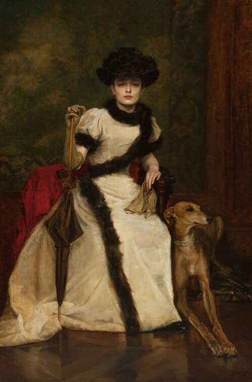 Portrait of a Lady with Greyhound, 1896, Václav Brožík