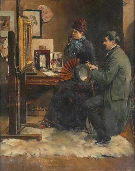 A Visit in Studio, , Václav Brožík