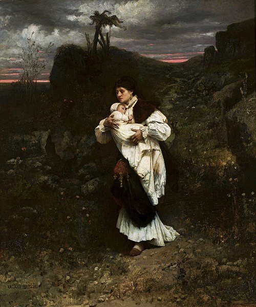 Woman with a child., 1890, Václav Brožík