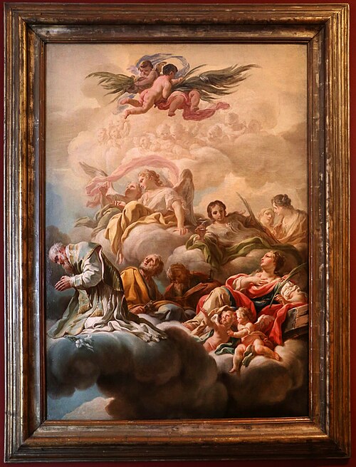 Saint Antoine de Padoue, saint Pierre et sainte Catherine dans les nuées, 1732, Corrado Giaquinto