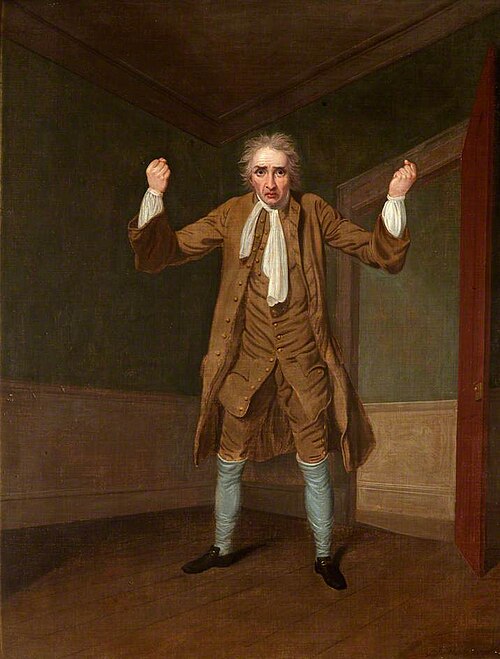William Farren as Lovegold in 'The Miser' by Henry Fielding, , Samuel De Wilde