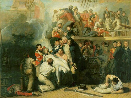 Death of Nelson: Scene on the Deck of HMS 'Victory', 1806, Samuel Drummond