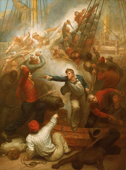 Captain William Rogers capturing the 'Jeune Richard', 1 October 1807, 1808, Samuel Drummond